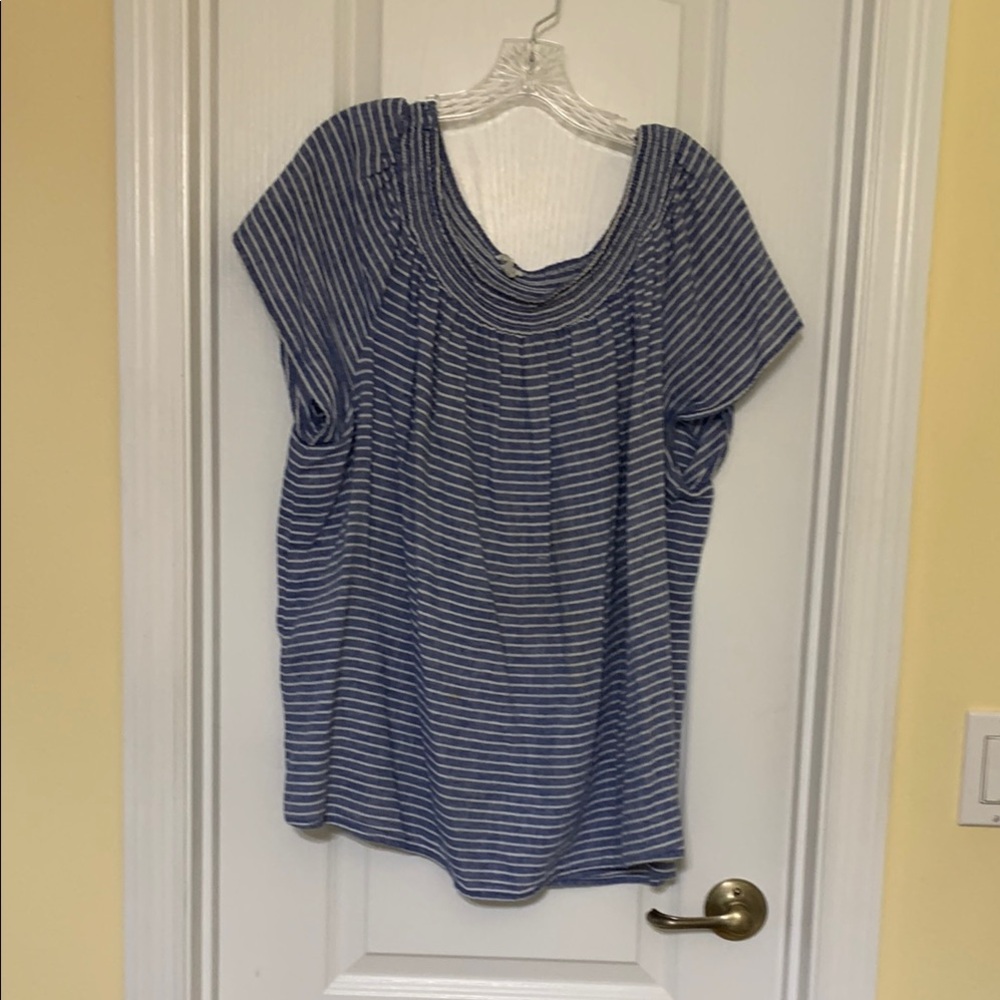 Beachlunchlounge Boxy Blue and White Short Sleeve T-Shirt